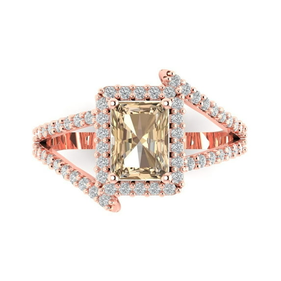 Solitaire with Accents Engagement Ring for Women - 1.935ct Yellow Moissanite in 14K Rose Gold Promise Ring