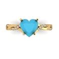 thumbnail image 1 of Solitaire with Accents Engagement Ring for Women - 2.1ct Simulated Turquoise in 14K Yellow Gold Promise Ring, 1 of 8