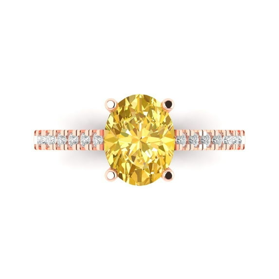 Solitaire with Accents Engagement Ring for Women - 2.21ct Natural Citrine in 14K Rose Gold Promise Ring