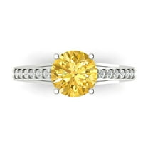 Solitaire with Accents Engagement Ring for Women - 2.21ct Natural Citrine in 18K White Gold Promise Ring