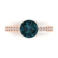 thumbnail image 1 of Solitaire with Accents Engagement Ring for Women - 2.21ct Natural London Blue Topaz in 14K Rose Gold Promise Ring, 1 of 6