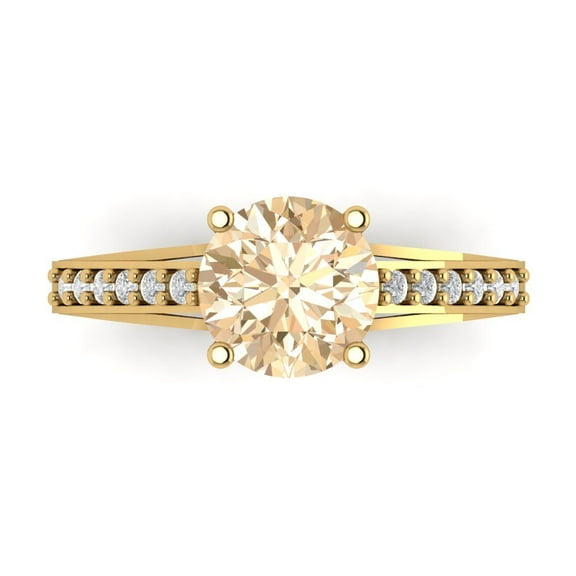 Solitaire with Accents Engagement Ring for Women - 2.21ct Natural Morganite in 14K Yellow Gold Promise Ring