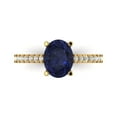 thumbnail image 1 of Solitaire with Accents Engagement Ring for Women - 2.21ct Simulated Blue Sapphire in 14K Yellow Gold Promise Ring, 1 of 6