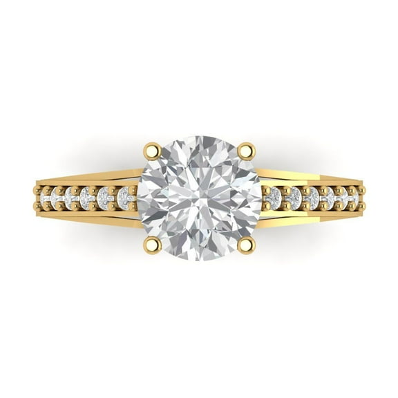 Solitaire with Accents Engagement Ring for Women - 2.21ct Simulated Diamond in 18K Yellow Gold Promise Ring