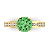 Solitaire with Accents Engagement Ring for Women - 2.21ct Simulated Green Diamond in 18K Yellow Gold Promise Ring