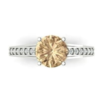 Solitaire with Accents Engagement Ring for Women - 2.21ct Yellow Moissanite in 18K White Gold Promise Ring