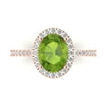 thumbnail image 1 of Solitaire with Accents Engagement Ring for Women - 2.27ct Natural Peridot in 18K Rose Gold Promise Ring, 1 of 6