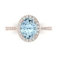thumbnail image 1 of Solitaire with Accents Engagement Ring for Women - 2.27ct Simulated Blue Diamond in 14K Rose Gold Promise Ring, 1 of 7