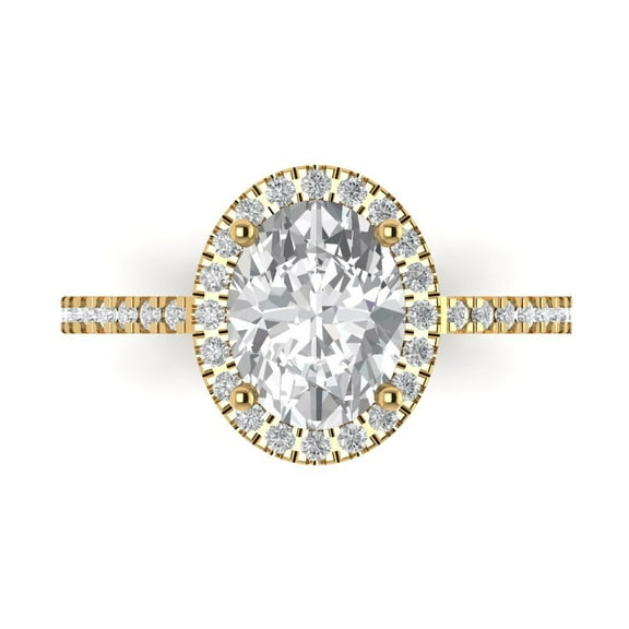 Solitaire with Accents Engagement Ring for Women - 2.27ct Simulated Diamond in 14K Yellow Gold Promise Ring