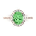 thumbnail image 1 of Solitaire with Accents Engagement Ring for Women - 2.27ct Simulated Green Diamond in 14K Rose Gold Promise Ring, 1 of 6