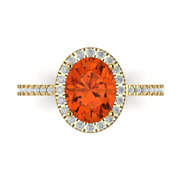 Solitaire with Accents Engagement Ring for Women - 2.27ct Simulated Red Diamond in 18K Yellow Gold Promise Ring