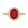 thumbnail image 1 of Solitaire with Accents Engagement Ring for Women - 2.27ct Simulated Ruby in 14K Yellow Gold Promise Ring, 1 of 7