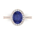 thumbnail image 1 of Solitaire with Accents Engagement Ring for Women - 2.27ct Simulated Tanzanite in 18K Rose Gold Promise Ring, 1 of 6