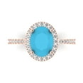 thumbnail image 1 of Solitaire with Accents Engagement Ring for Women - 2.27ct Simulated Turquoise in 18K Rose Gold Promise Ring, 1 of 6