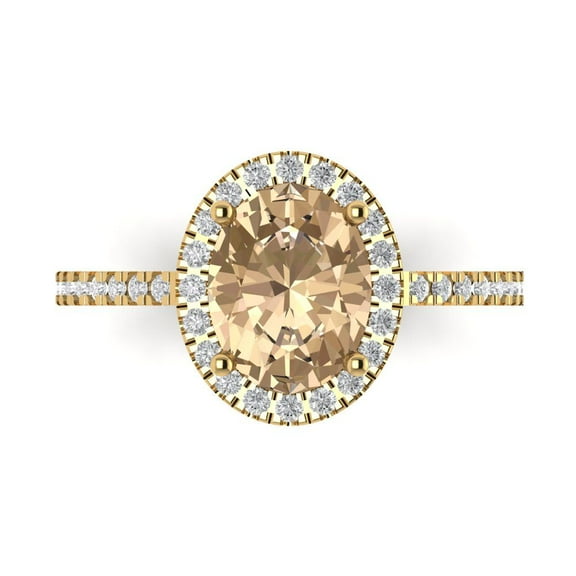 Solitaire with Accents Engagement Ring for Women - 2.27ct Yellow Moissanite in 18K Yellow Gold Promise Ring