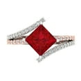 thumbnail image 1 of Solitaire with Accents Engagement Ring for Women - 2.3075ct Simulated Ruby in 14K White/Rose Gold Promise Ring, 1 of 6