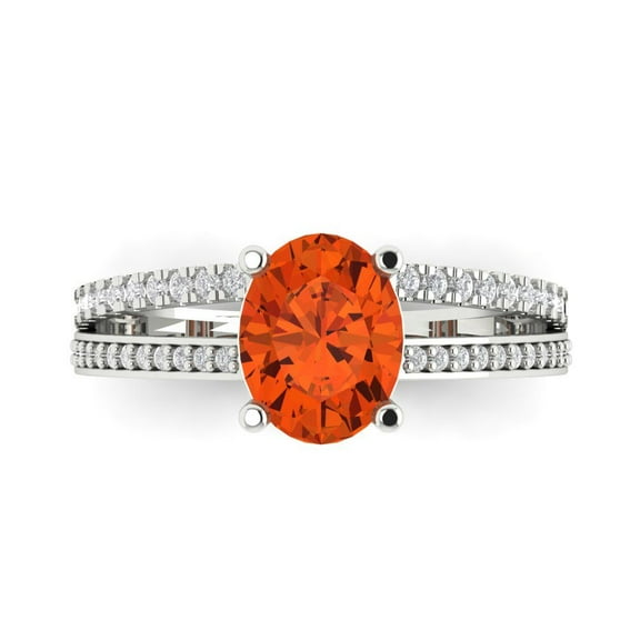 Solitaire with Accents Engagement Ring for Women - 2.32ct Simulated Red Diamond in 14K White Gold Promise Ring
