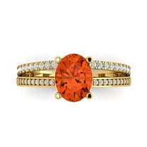 Solitaire with Accents Engagement Ring for Women - 2.32ct Simulated Red Diamond in 18K Yellow Gold Promise Ring