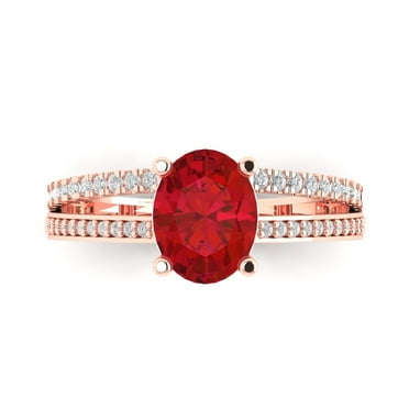 Solitaire with Accents Engagement Ring for Women - 2.32ct Simulated Ruby in 18K Rose Gold Promise Ring