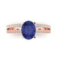 thumbnail image 1 of Solitaire with Accents Engagement Ring for Women - 2.32ct Simulated Tanzanite in 14K Rose Gold Promise Ring, 1 of 6