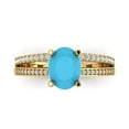 thumbnail image 1 of Solitaire with Accents Engagement Ring for Women - 2.32ct Simulated Turquoise in 14K Yellow Gold Promise Ring, 1 of 7