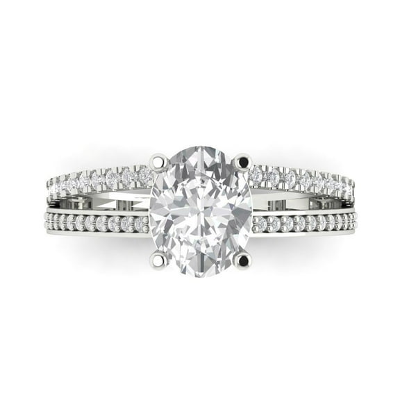 Solitaire with Accents Engagement Ring for Women - 2.32ct White Sapphire in 14K White Gold Promise Ring