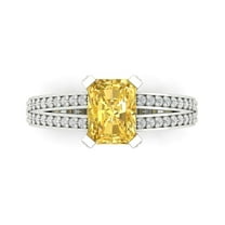 Solitaire with Accents Engagement Ring for Women - 2.35ct Natural Citrine in 18K White Gold Promise Ring