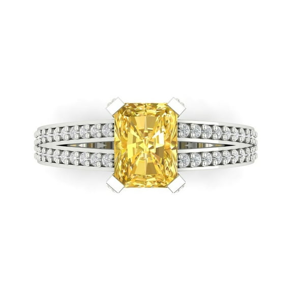 Solitaire with Accents Engagement Ring for Women - 2.35ct Natural Citrine in 18K White Gold Promise Ring