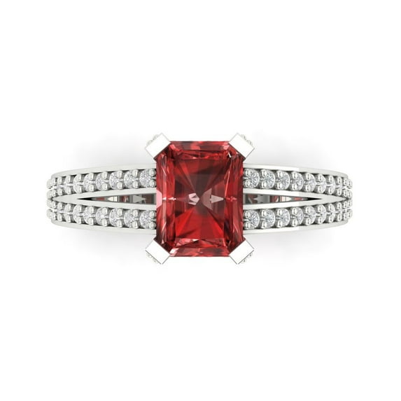 Solitaire with Accents Engagement Ring for Women - 2.35ct Natural Garnet in 14K White Gold Promise Ring