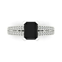 Solitaire with Accents Engagement Ring for Women - 2.35ct Natural Onyx in 18K White Gold Promise Ring