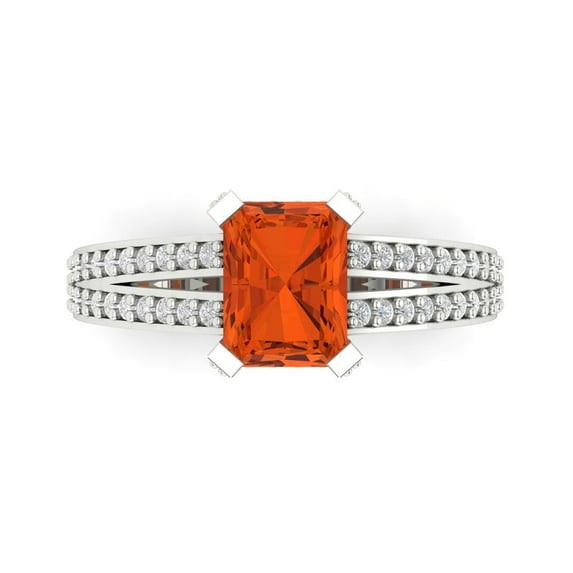 Solitaire with Accents Engagement Ring for Women - 2.35ct Simulated Red Diamond in 14K White Gold Promise Ring