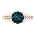 thumbnail image 1 of Solitaire with Accents Engagement Ring for Women - 2.3ct Natural London Blue Topaz in 18K Rose Gold Promise Ring, 1 of 6