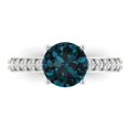 thumbnail image 1 of Solitaire with Accents Engagement Ring for Women - 2.3ct Natural London Blue Topaz in 18K White Gold Promise Ring, 1 of 6
