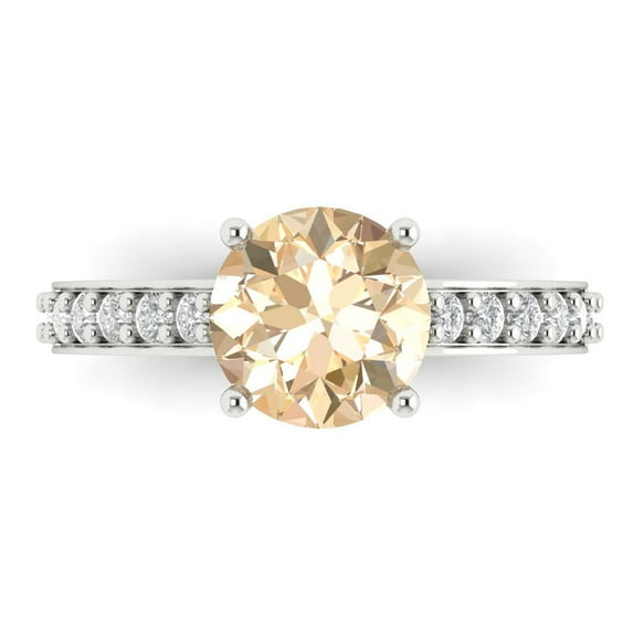 Solitaire with Accents Engagement Ring for Women - 2.3ct Natural Morganite in 14K White Gold Promise Ring