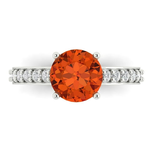 Solitaire with Accents Engagement Ring for Women - 2.3ct Simulated Red Diamond in 14K White Gold Promise Ring