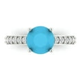 thumbnail image 1 of Solitaire with Accents Engagement Ring for Women - 2.3ct Simulated Turquoise in 14K White Gold Promise Ring, 1 of 6