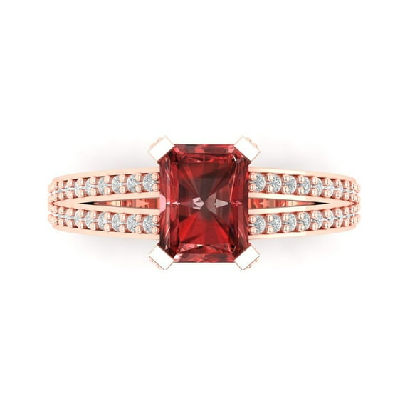 Solitaire with Accents Engagement Ring for Women - 2.45ct Natural Garnet in 18K Rose Gold Promise Ring