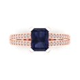 thumbnail image 1 of Solitaire with Accents Engagement Ring for Women - 2.45ct Simulated Blue Sapphire in 14K Rose Gold Promise Ring, 1 of 8