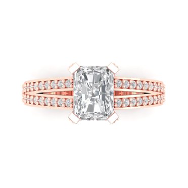 Solitaire with Accents Engagement Ring for Women - 2.45ct Simulated Diamond in 14K Rose Gold Promise Ring