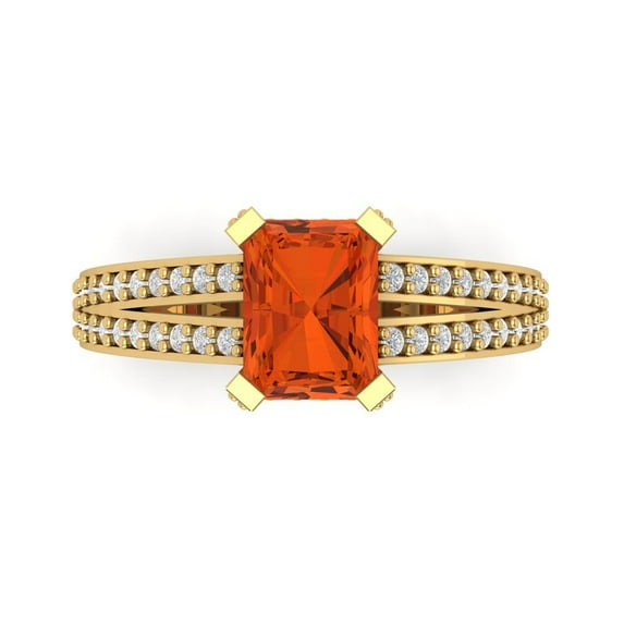 Solitaire with Accents Engagement Ring for Women - 2.45ct Simulated Red Diamond in 14K Yellow Gold Promise Ring