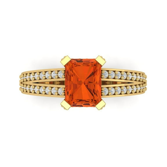 Solitaire with Accents Engagement Ring for Women - 2.45ct Simulated Red Diamond in 18K Yellow Gold Promise Ring