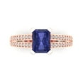 thumbnail image 1 of Solitaire with Accents Engagement Ring for Women - 2.45ct Simulated Tanzanite in 14K Rose Gold Promise Ring, 1 of 6