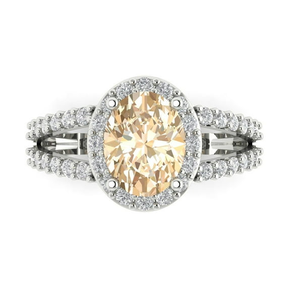 Solitaire with Accents Engagement Ring for Women - 2.6ct Natural Morganite in 14K White Gold Promise Ring