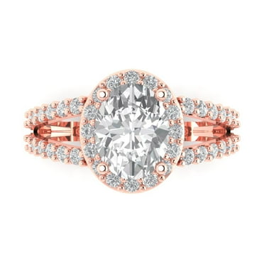 Solitaire with Accents Engagement Ring for Women - 2.6ct Simulated Diamond in 18K Rose Gold Promise Ring