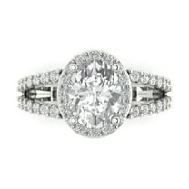 Solitaire with Accents Engagement Ring for Women - 2.6ct Simulated Diamond in 18K White Gold Promise Ring
