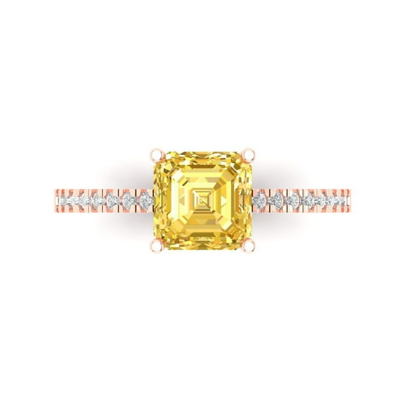 Solitaire with Accents Engagement Ring for Women - 2.7ct Natural Citrine in 14K Rose Gold Promise Ring
