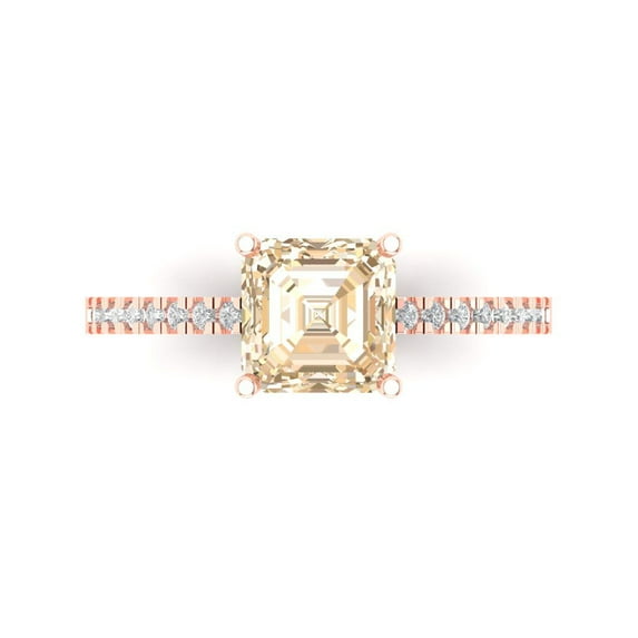 Solitaire with Accents Engagement Ring for Women - 2.7ct Natural Morganite in 14K Rose Gold Promise Ring