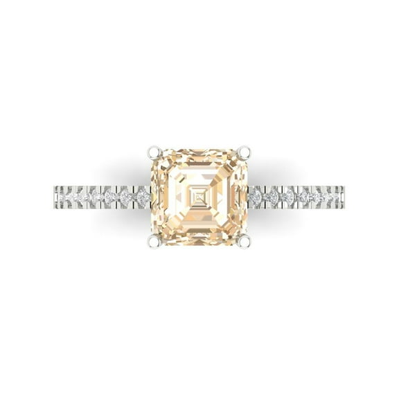 Solitaire with Accents Engagement Ring for Women - 2.7ct Natural Morganite in 18K White Gold Promise Ring