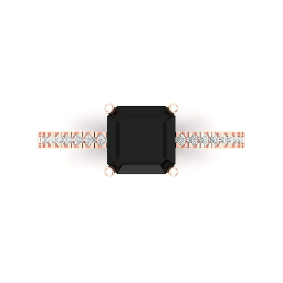 Solitaire with Accents Engagement Ring for Women - 2.7ct Natural Onyx in 14K Rose Gold Promise Ring
