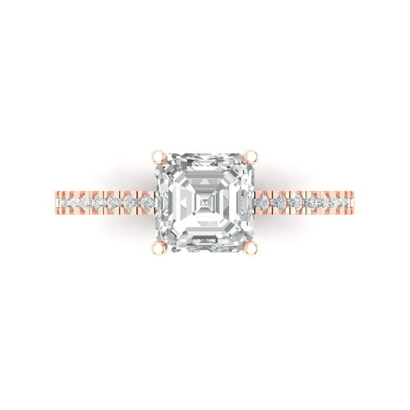 Solitaire with Accents Engagement Ring for Women - 2.7ct White Sapphire in 14K Rose Gold Promise Ring
